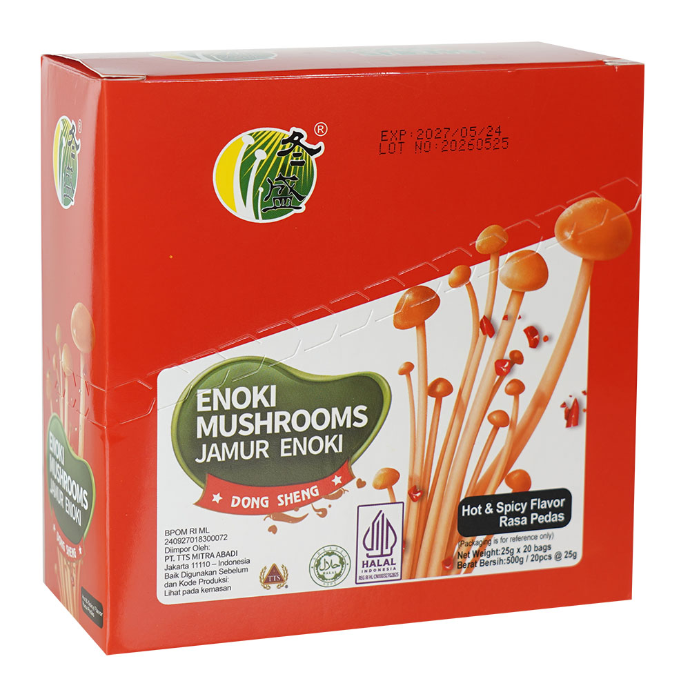 Dong Sheng Enoki Mushrooms Hot & Spicy Flavor (500 Gr)_box